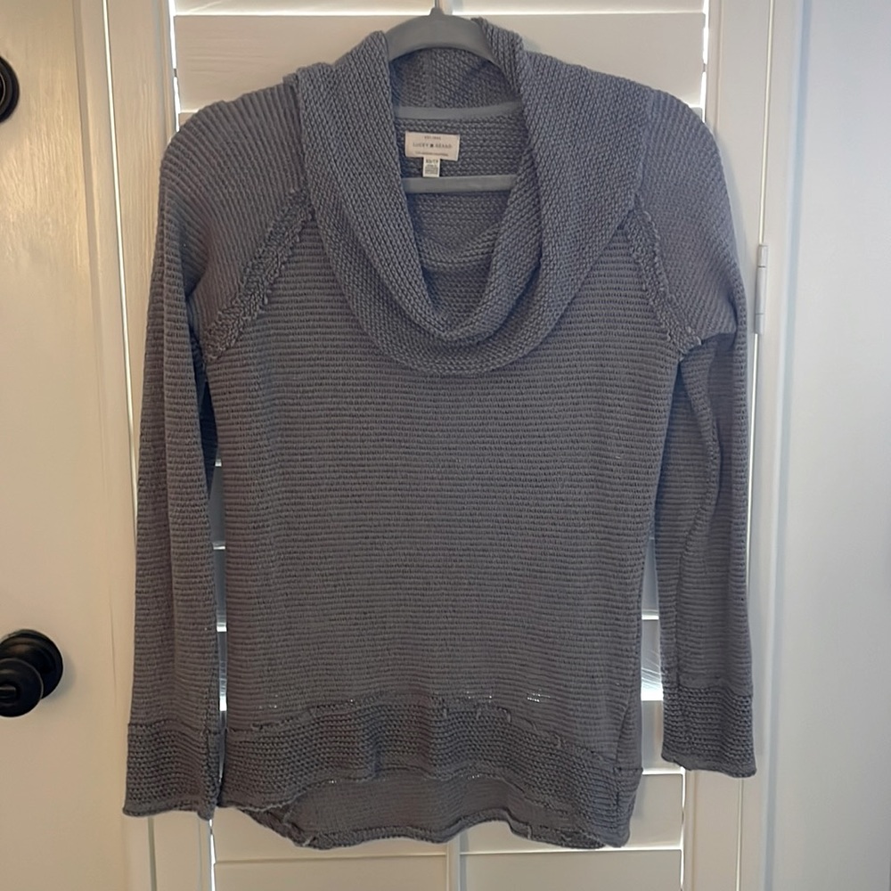 EUC Lucky Brand Lavender Grey Cowl-Neck Tunic Sweater XS/TP